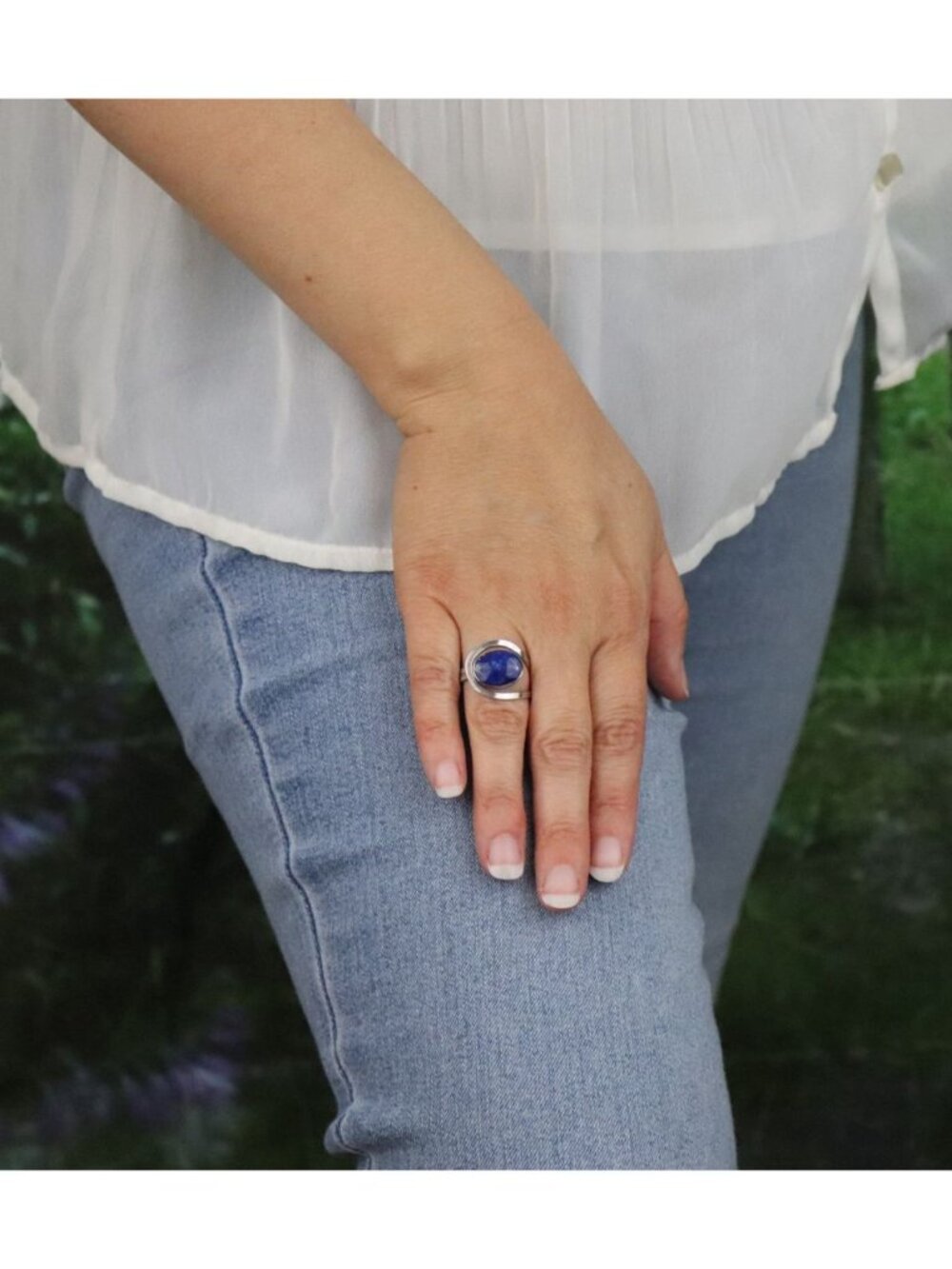 Sterling Silver Lapis Lazuli Ring Size 9 1/2 - Picture 2 of 6